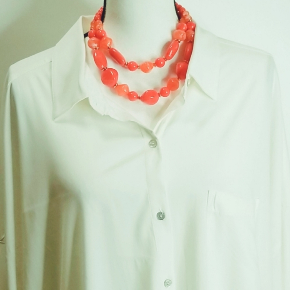 J.Jill size 3X cream/ivory button down shirt NWT